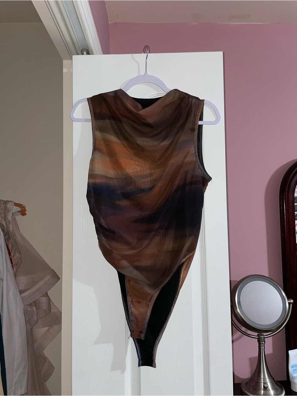 High neck marble bodysuit